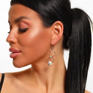 Серьги длинные с натуральным камнем кахолонг, арт.218.267