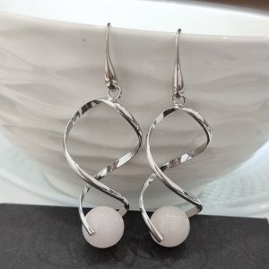 Серьги длинные с натуральным камнем кварц, арт.218.266