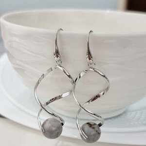 Серьги длинные с натуральным камнем лабрадор, арт.218.261