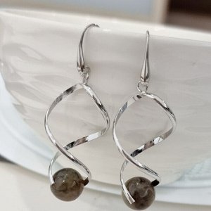 Серьги длинные с натуральным камнем яшма, арт.218.264