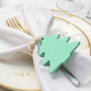 Кольцо для салфеток "Елочка", цвет зелёный, 6*7 см, дерево