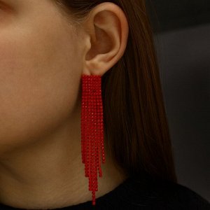 Серьги висячие со стразами «Маскарад» ступенька, цвет красный, 9,7см