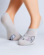 Носки женские невидимые  &quot;Киска с хвостиком на стопе&quot;