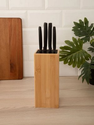 Подставка для ножей бамбук 10,5*10,5*23см №3 квадр