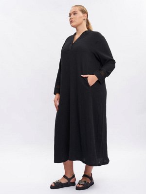 Платье из муслина с кружевом PP68001BLK01