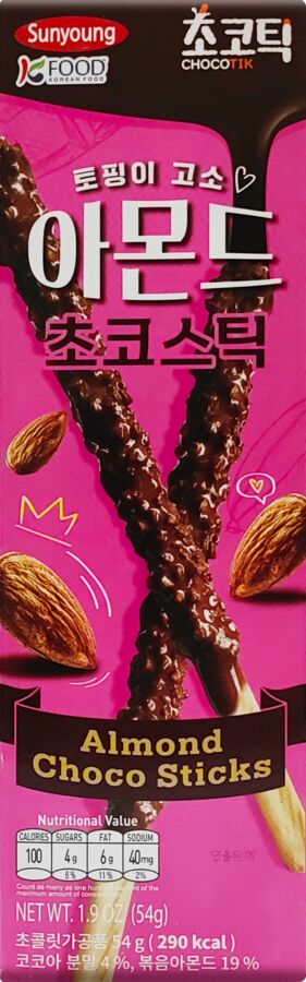SUNYOUNG FOOD Шоколадные палочки с миндалем 54 гр