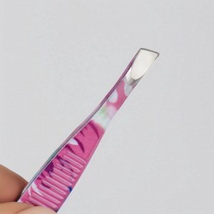 Пинцет скошенный, узкий, 8,5 см, рисунок МИКС