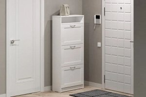 СИРИУС Галошница с 3 отделениями и полкой, белый. 143х60х25см