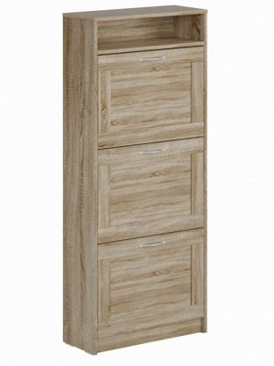 СИРИУС Галошница с 3 отделениями и полкой, дуб сонома. 143х60х25см