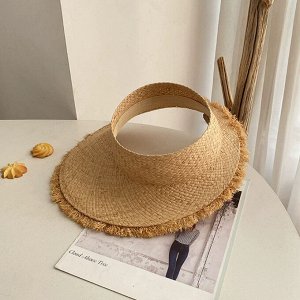 Козырек солнцезащитный, женский, соломенный