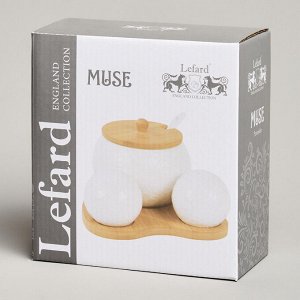 Набор для специй MUSE на деревянной подставке, 3 предмета, 15,5x15,5x10 см, 1 шт.