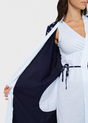 Комплект в роддом (сорочка, халат) для беременных и кормления "Айрис"; темно-синий