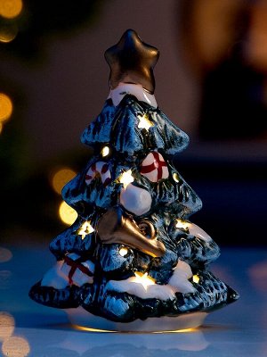 Светодиодная фигура «Зелёная Ёлка», 9.8x5.5x6.5 см, 1 LED, керамика, от батареек LR44x3 шт., тёплый белый свет