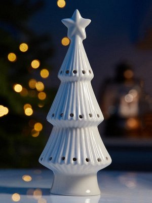 Светодиодная фигура «Ёлка снежная», 19.8x7.5x7.5 см, 1 LED, керамика, от батареек LR44x3 шт., тёплый белый свет