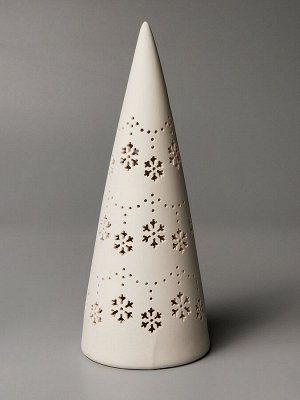 Светодиодная фигура «Ёлка со снежинками», 22x9x9 см, 1 LED, керамика, от батареек LR44x3 шт., тёплый белый свет