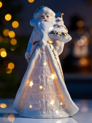 Светодиодная фигура «Дед Мороз в тулупе», 15.7x7.4x5.8 см, 1 LED, керамика, от батареек LR44x3 шт., тёплый белый свет