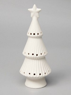 Светодиодная фигура «Ёлка снежная», 19.8x7.5x7.5 см, 1 LED, керамика, от батареек LR44x3 шт., тёплый белый свет