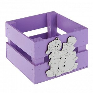 Ящик реечный «Мишка» ,13 х13 х 9 см, фиолетовый