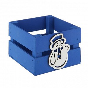 Ящик реечный Снеговик   (декор) 13х13х9  см,синий