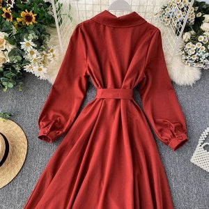 Двубортное платье,красный