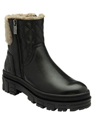 Бренд Lotus Ботильоны Lotus Black (Lotus Black Ankle Boots) Повседневные кожаные байкерские ботинки с толстой подошвой с рифленой отделкой, воротником и подкладкой из искусственной овчины. Декоративна