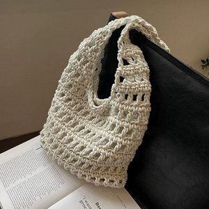 Плетеная сумка в этническом стиле, белая