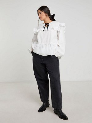 Блузка Simply Be Contrast с воротником-бантом из 100% хлопка