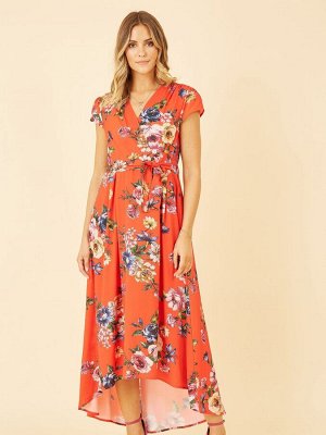 Оранжевое платье Mela Wrap с глубоким подолом