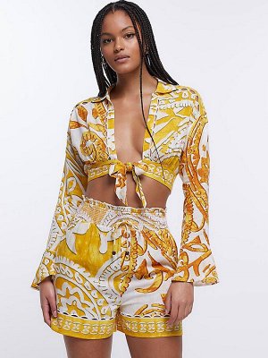 Укороченная рубашка River Island Yellow Tie Front