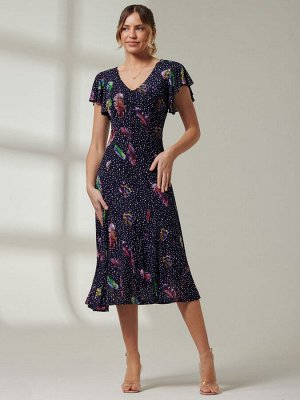 Синий - Сетчатое платье макси с короткими рукавами Jolie Moi Rella