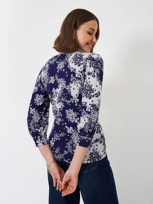 Синий/белый - топ Crew Clothing Company с рукавом 3/4 и запахом