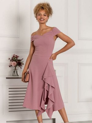 Платье-футляр с оборками и расклешенной юбкой Jolie Moi Mauve Desiree