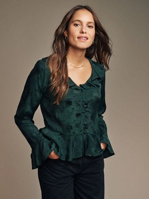 Жаккардовая блузка с оборками Laura Ashley