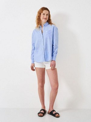 Синий - рубашка Crew Clothing из льняной смеси