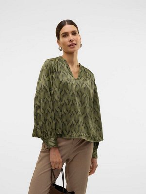VERO MODA атласная блузка с графическим принтом и рукавами-фонариками
