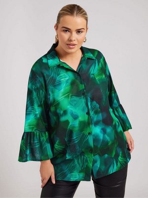 Рубашка Yours Curve London с абстрактными оборками на рукавах
