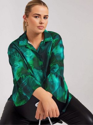 Рубашка Yours Curve London с абстрактными оборками на рукавах