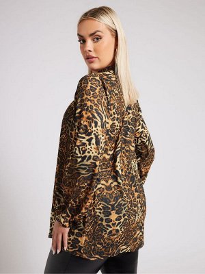 Коричневая блузка с высоким воротом Yours Curve London