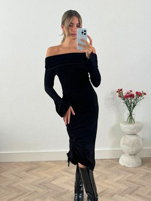 Платье миди Style Cheat Natalie с открытыми плечами и асимметричным кроем