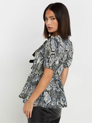 Топ PixieGirl Petite Snake Print Bow Top