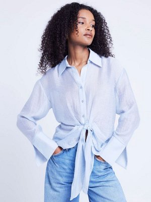 Синяя рубашка River Island с перекрученным передом и застежкой на пуговицы