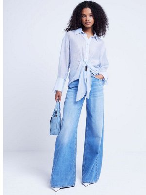Синяя рубашка River Island с перекрученным передом и застежкой на пуговицы