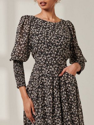 Платье Jolie Moi из шифона с манжетами и рукавами-фонариками
