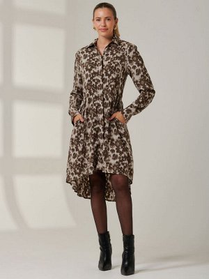 Платье-рубашка свободного кроя с длинными рукавами Jolie Moi