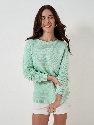 Зеленый - Crew Clothing Tali Bow Neck Knit Джемпер