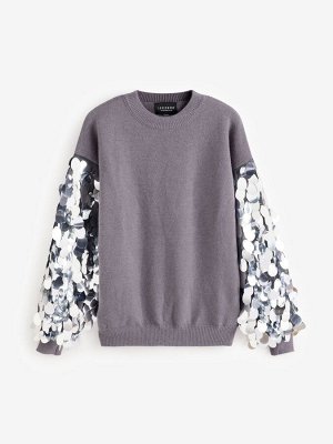 Джемпер Lovedrobe Grey Disc Sequin с рукавами и отделкой пайетками