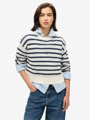 Укороченный свитер Superdry Stripe Crochet из 100% хлопка