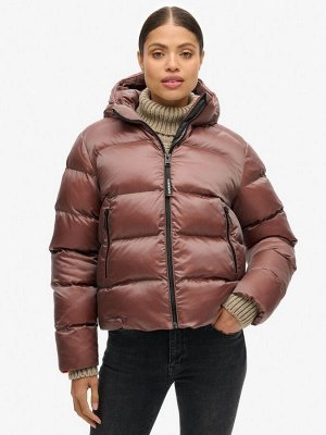 Куртка-пуховик Superdry с капюшоном цвета мускатно-коричневого цвета с отливом