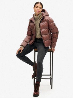 Куртка-пуховик Superdry с капюшоном цвета мускатно-коричневого цвета с отливом
