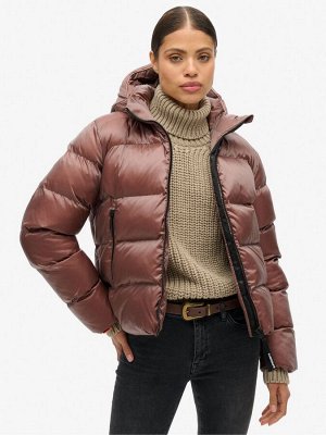Куртка-пуховик Superdry с капюшоном цвета мускатно-коричневого цвета с отливом